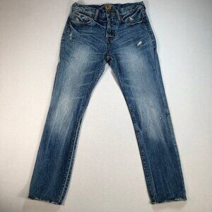 PRPS Jeans Men's‎ 28x28 Blue Demon Distressed Button Fly Straight Japanese Denim
